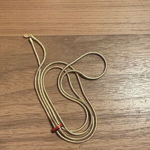 Clare V. Gold-Tone Multi-Strand Snake Chain Necklace with Red Accent
